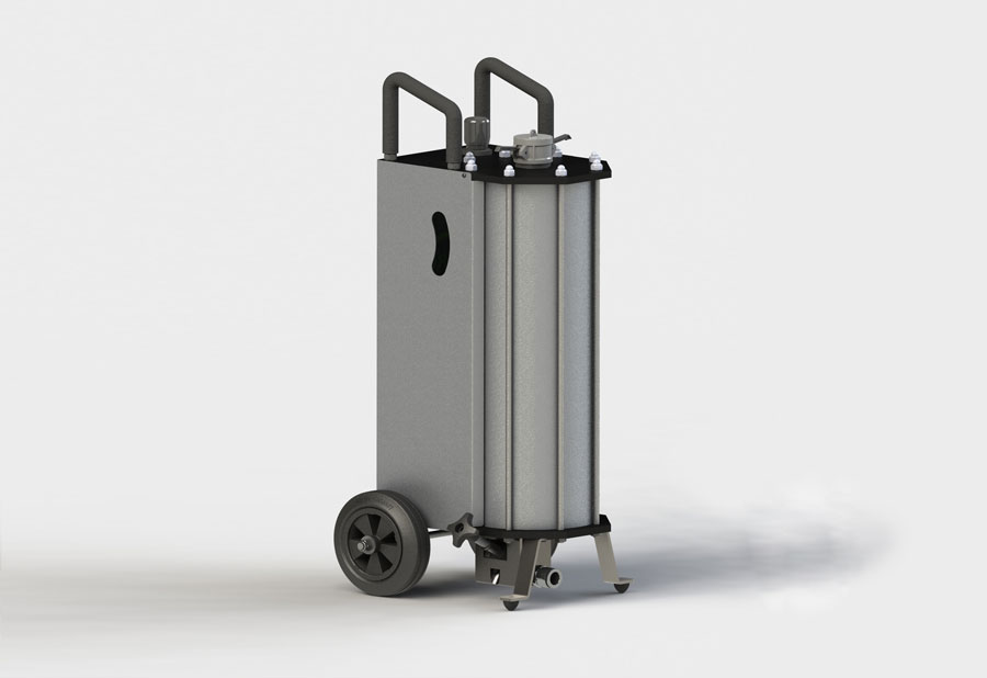 An example of a compact and handy compressed-air blasting machine.
